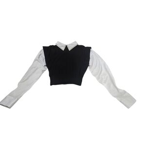 Elegant Women's Black and White Blouse